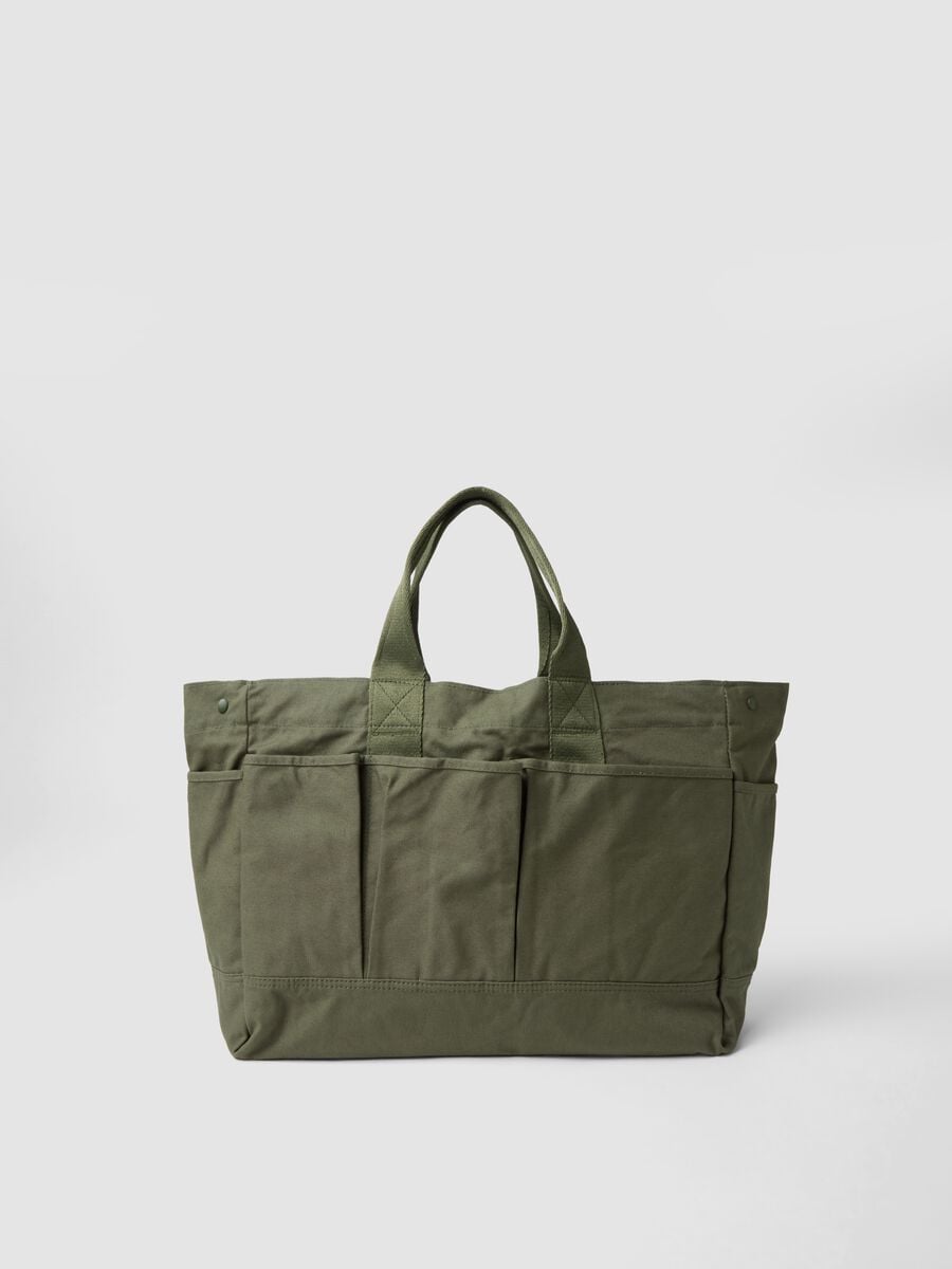 Green pure cotton sports bag with external pockets_1