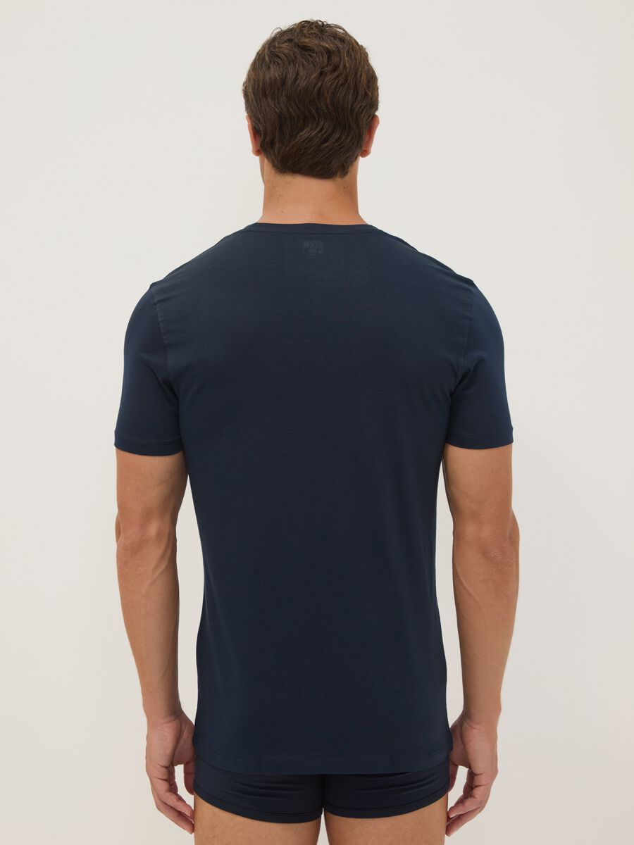 Blaues T-Shirt aus reiner Supima-Baumwolle mit V-Ausschnitt, Regular Fit_3