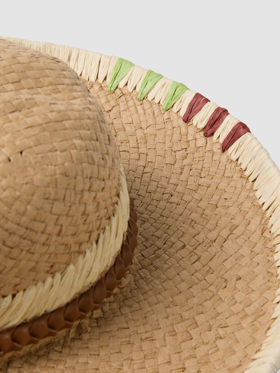 Beige paper-fabric hat with colourful pom-poms_3