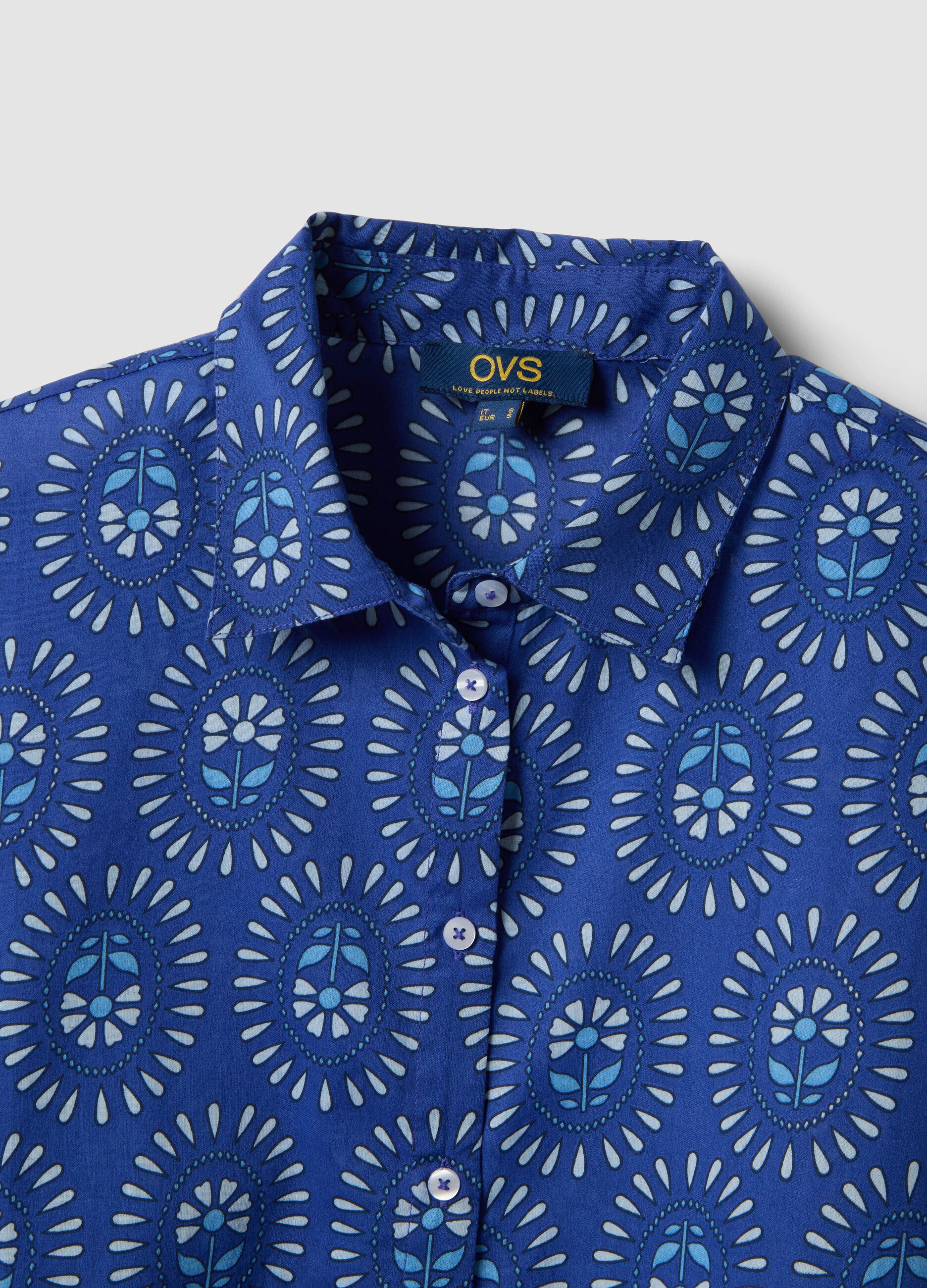 Blue pure cotton patterned kaftan