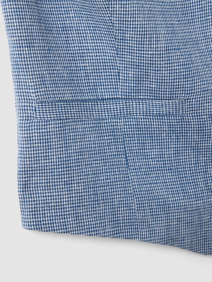 Slim-Fit Korsett aus Leinenmix mit weiss-blauem Karomuster_5