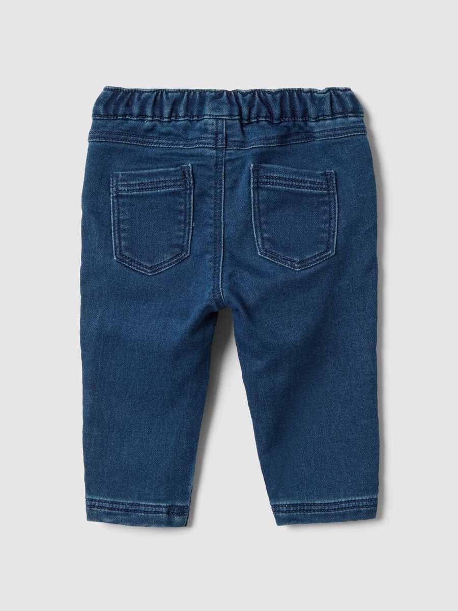 Pantaloni in misto cotone elasticizzato blu da neonato regular fit_1