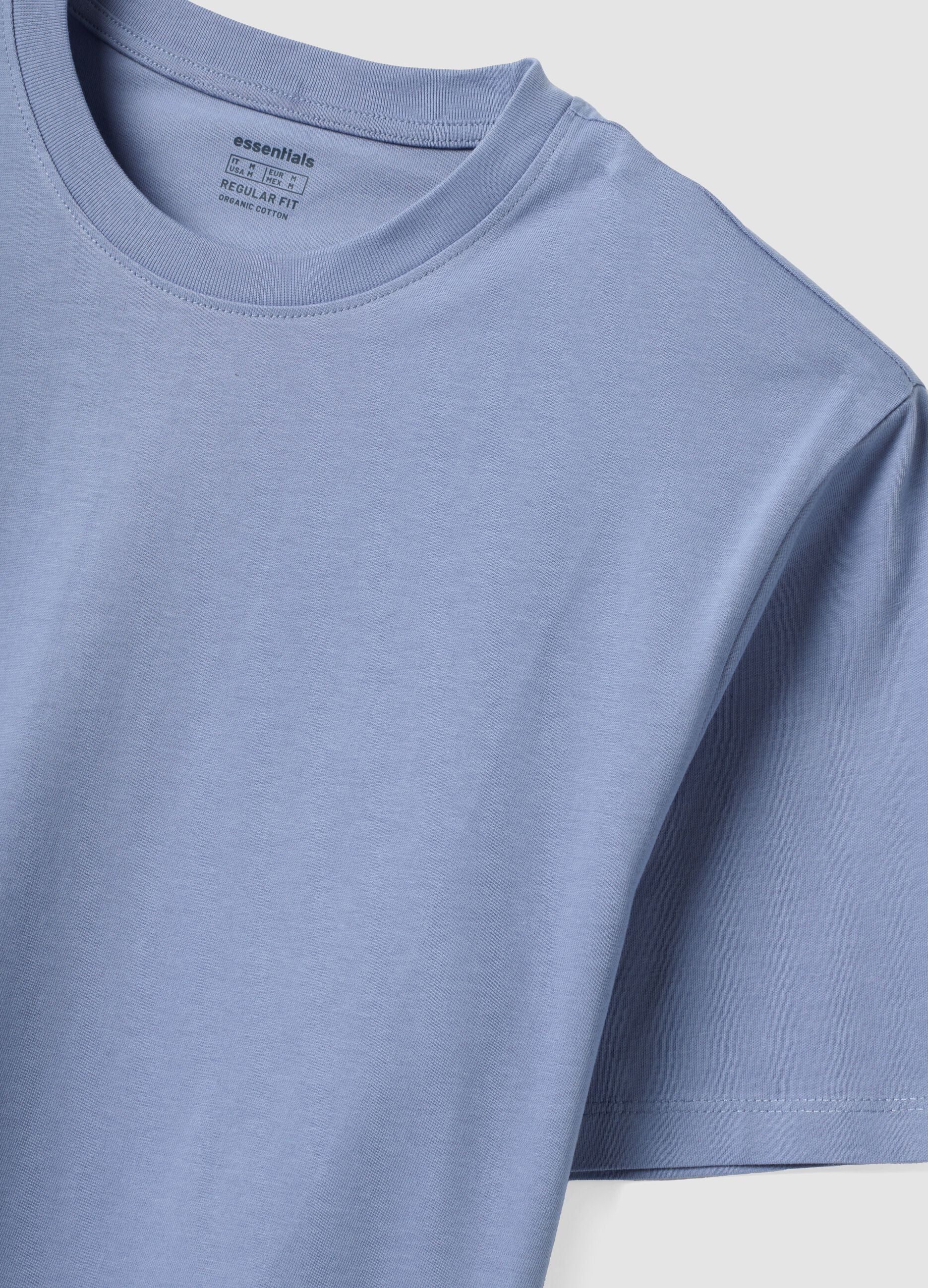 Blaues T-Shirt aus reiner Bio-Baumwoll-Jerseyware in Regular Fit
