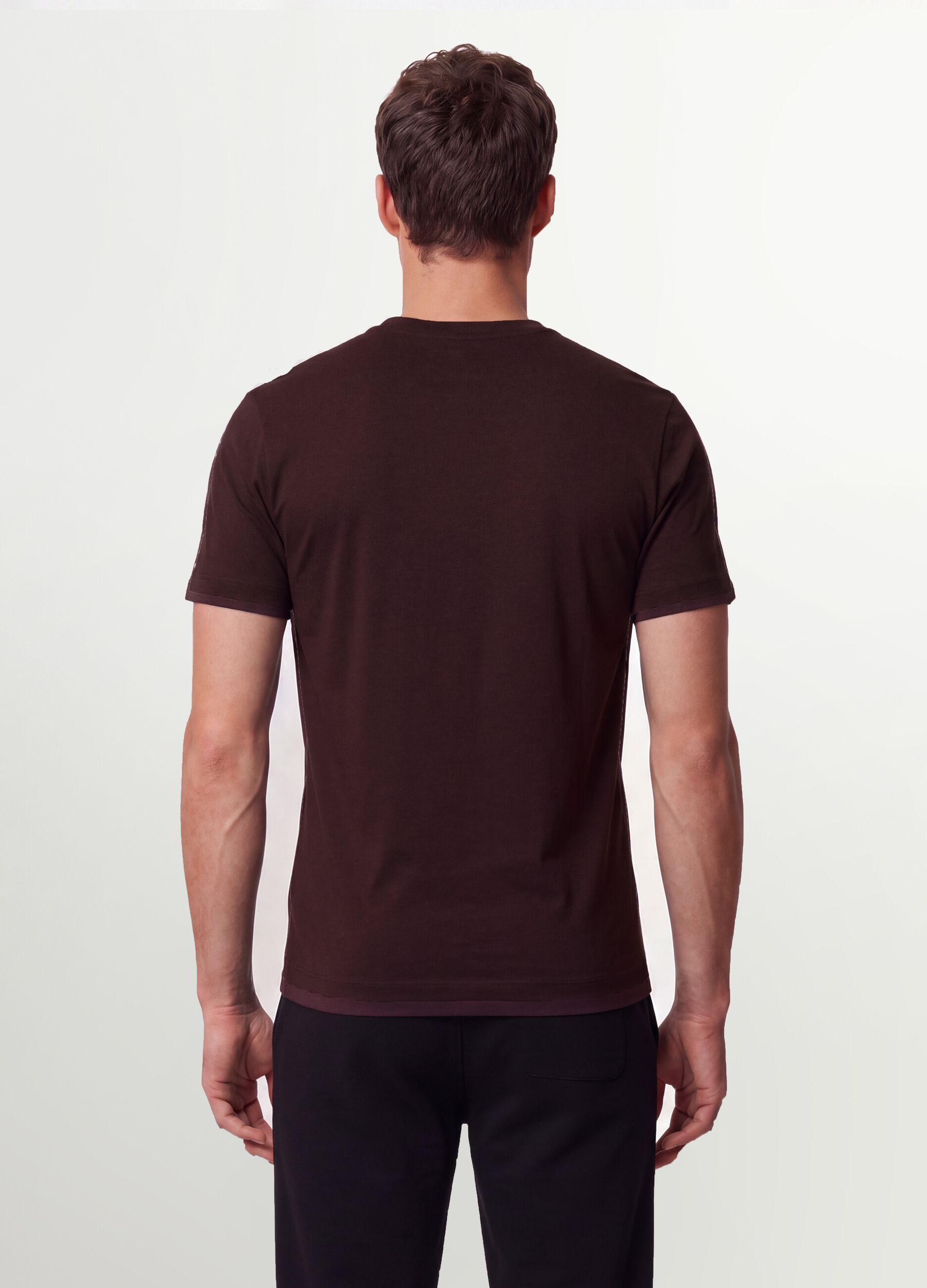 Brown organic cotton slim-fit short-sleeve T-shirt