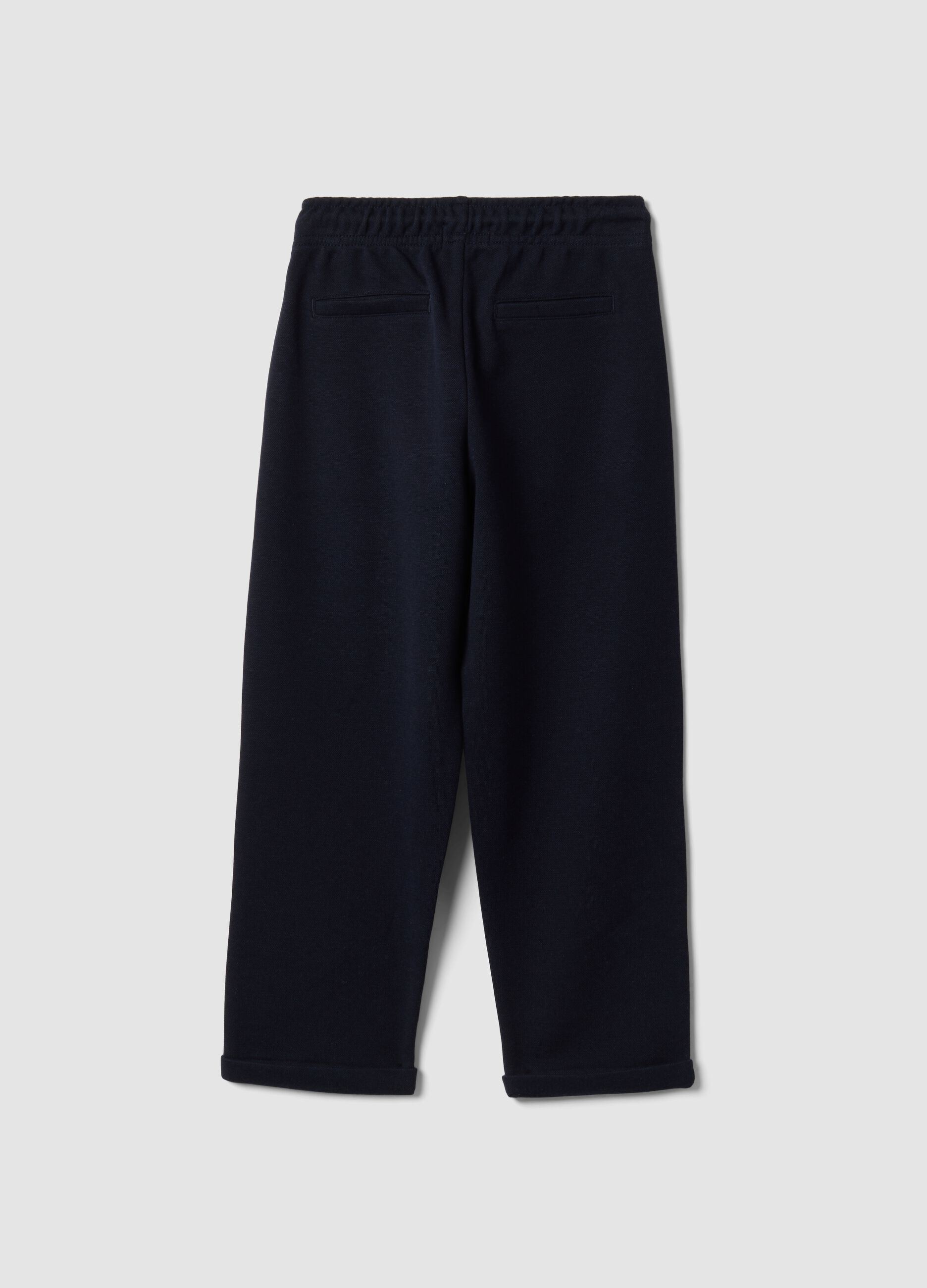Pantaloni blu in viscosa e lyocell elasticizzato regular fit per bambino