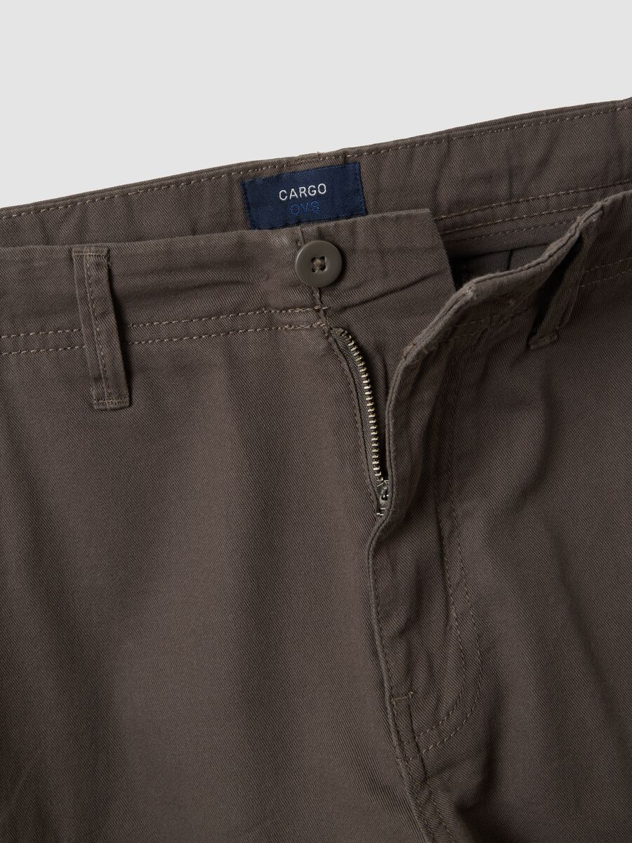 Brown pure cotton regular-fit cargo Bermuda shorts_5