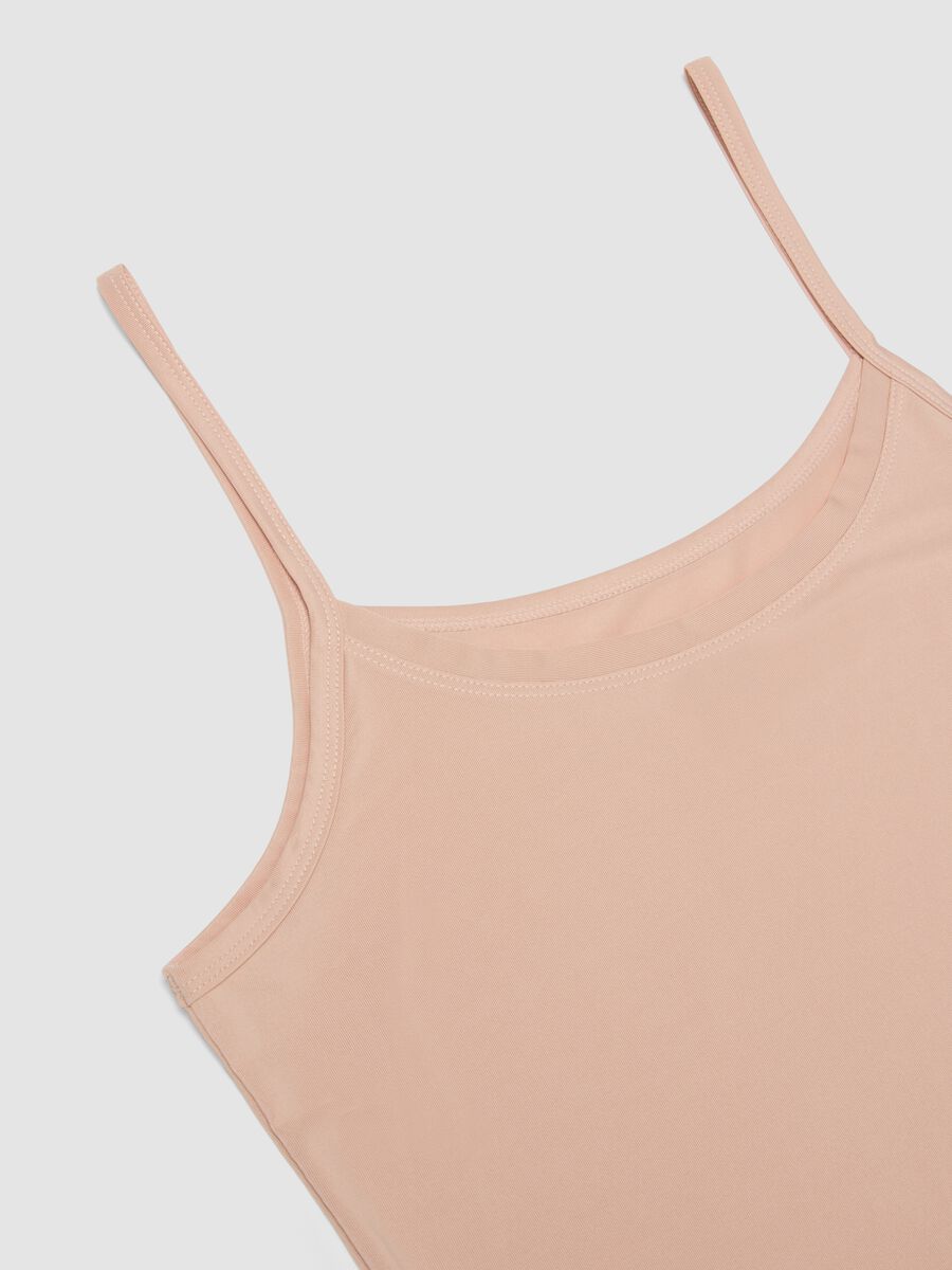 Beige stretchy crew-neck vest top_1