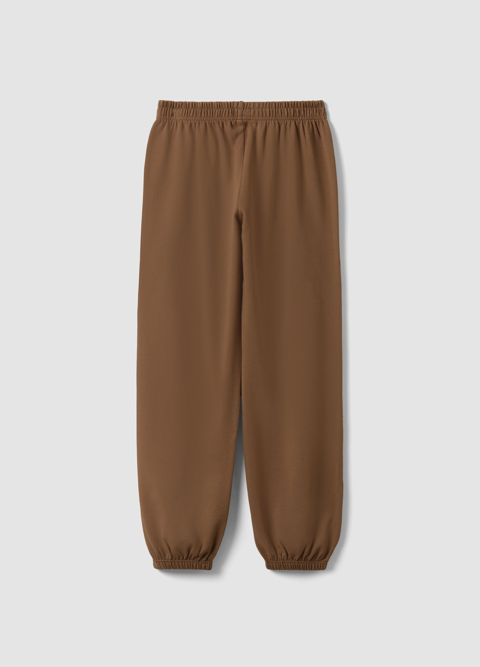 Brown jogger trousers in organic cotton and viscose blend for girls