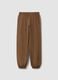 Brown jogger trousers in organic cotton and viscose blend for girls_5