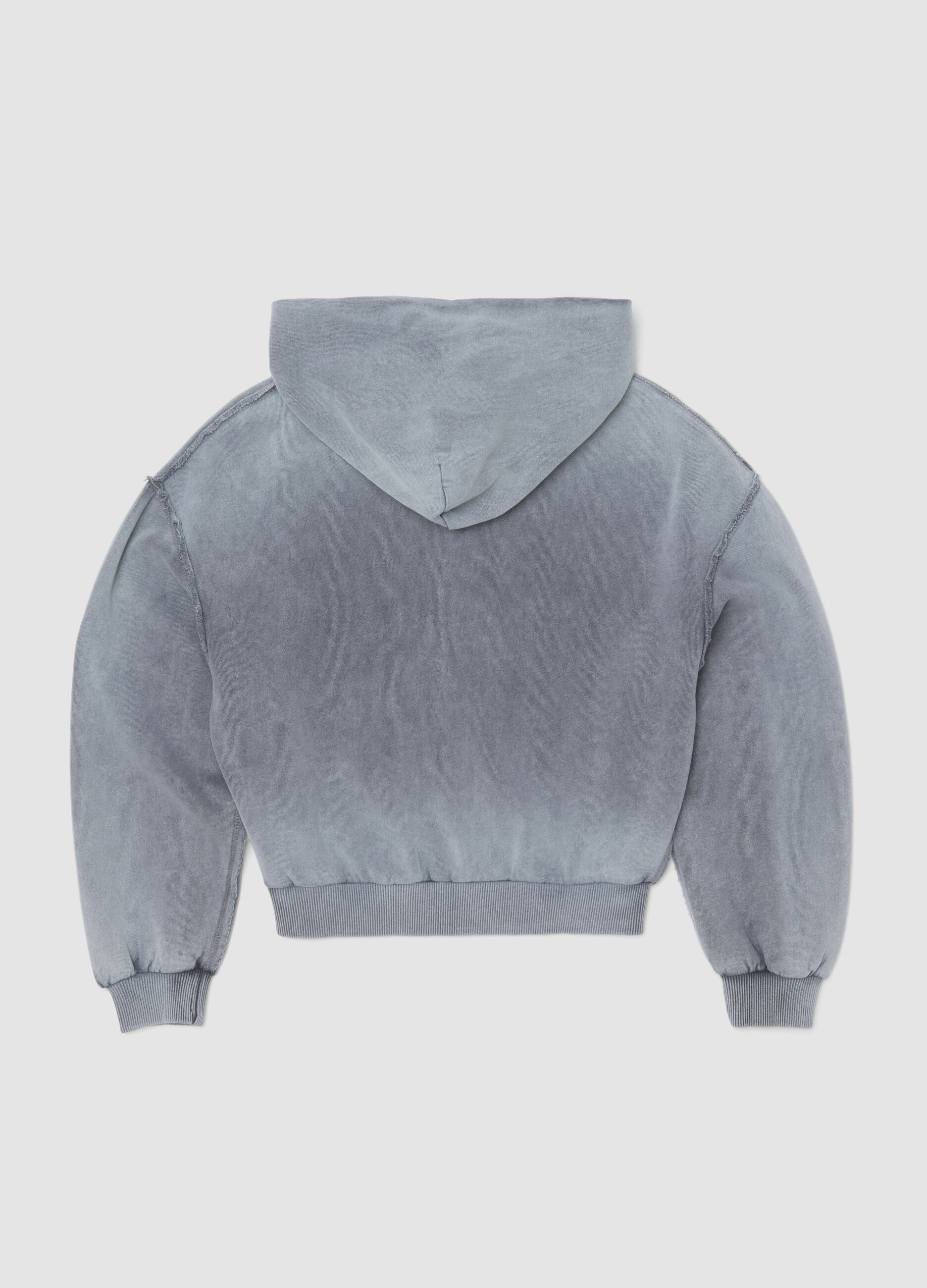 Sun-Faded Full-Zip Hoodie in Vintage Grey