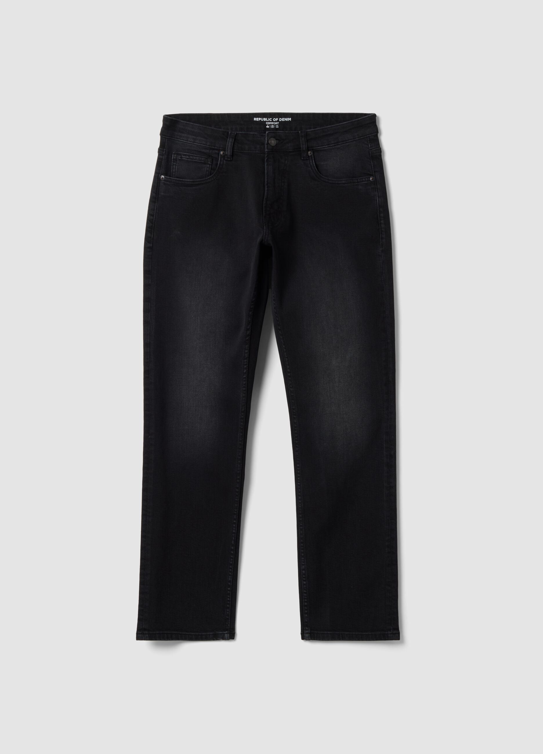 Schwarze Comfort-Fit-Jeans aus Stretch-Baumwolle
