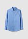 Blue stretch cotton regular fit shirt with classic collar_4