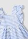 Multicoloured striped pure cotton dress with ruffles for baby girls, wide fit_2