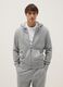 Grey cotton blend regular fit hoodie with zip_0