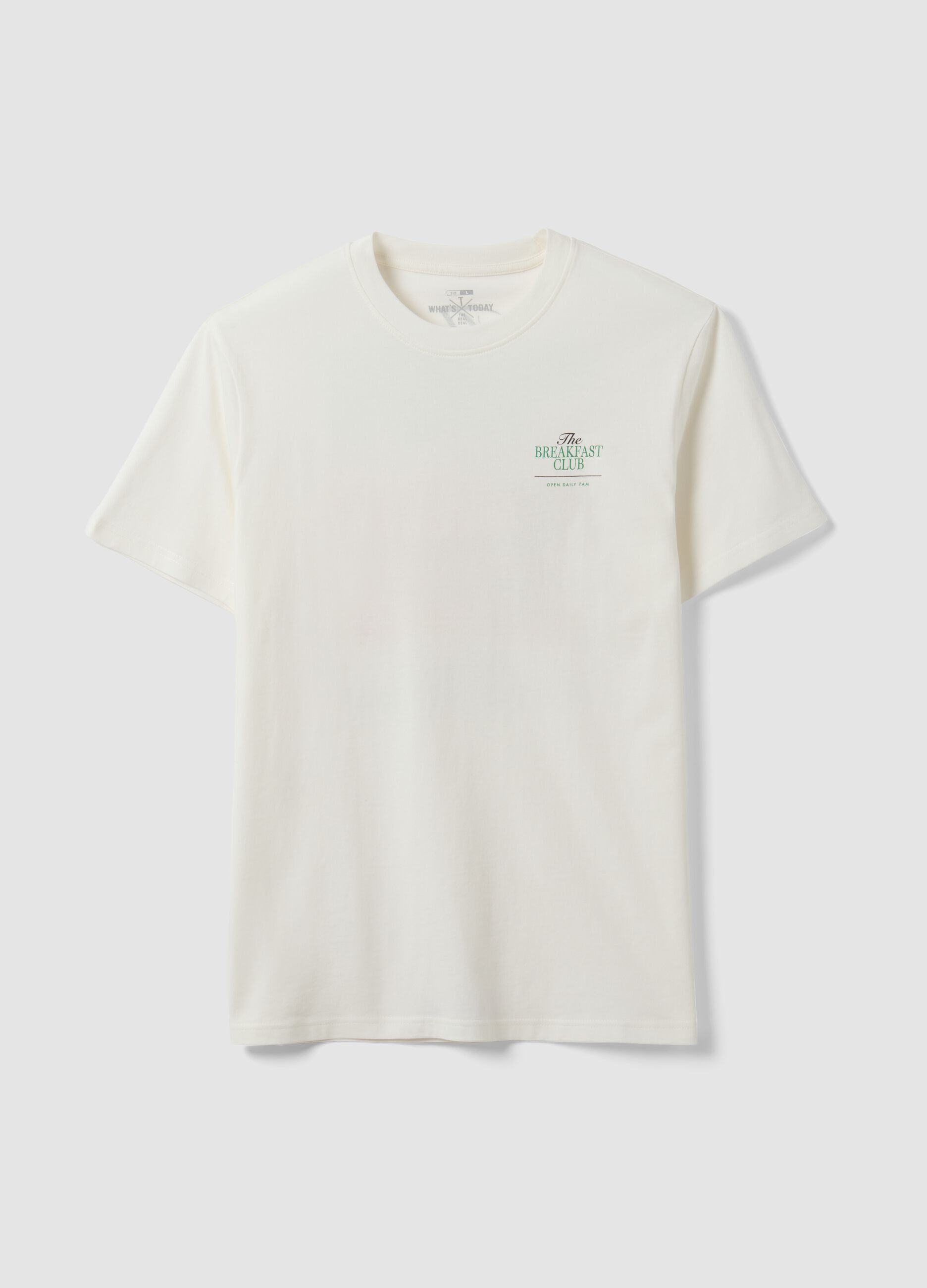 Wei&szlig;es T-Shirt aus reinem Baumwoll-Jersey mit Print, Regular Fit