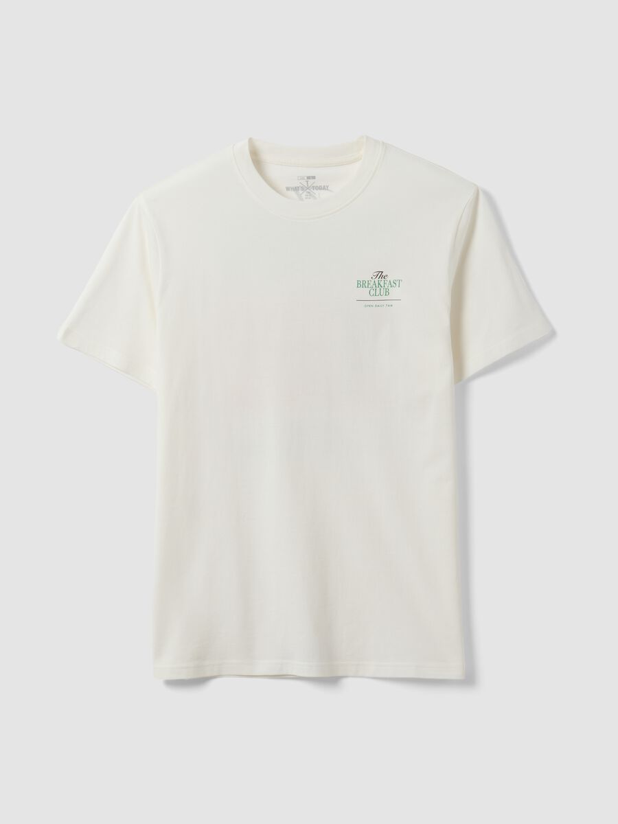 White pure cotton jersey T-shirt with print, regular fit_4