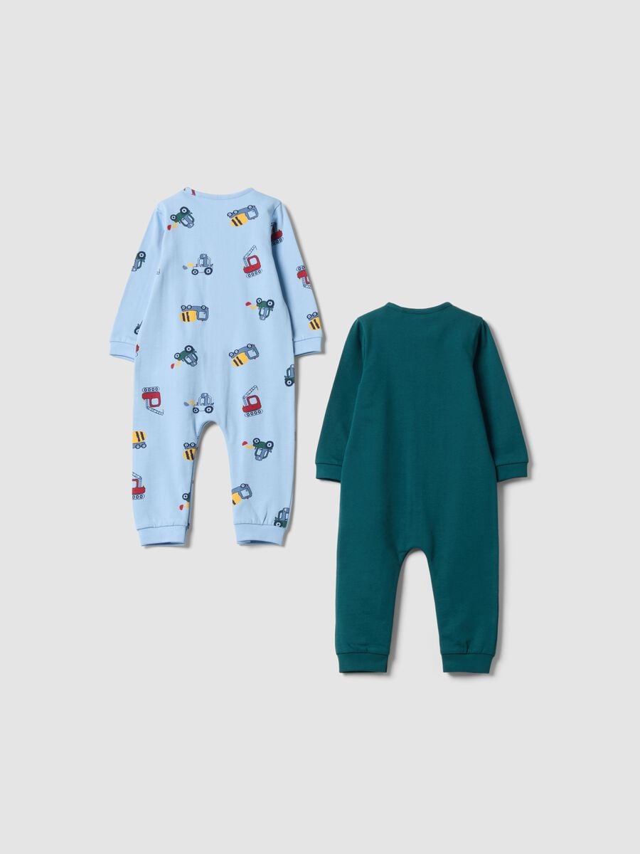 2-pack blue and green organic cotton sleepsuits_1