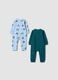 2-pack blue and green organic cotton sleepsuits_1