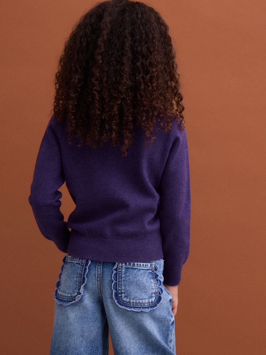 Violetter Pullover aus reiner Wolle mit langen &Auml;rmeln, Regular Fit_2