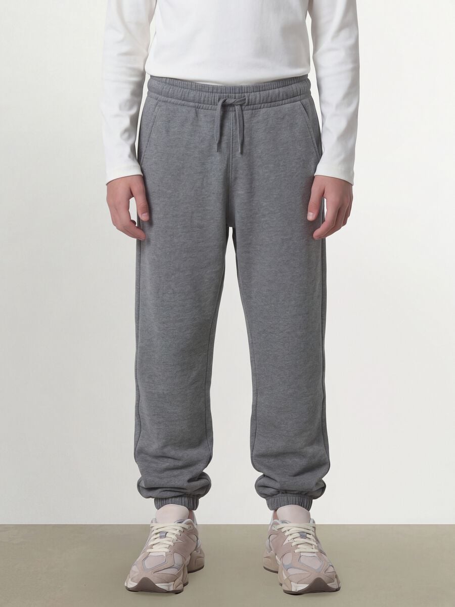 Grey marl joggers in organic cotton and viscose blend_2