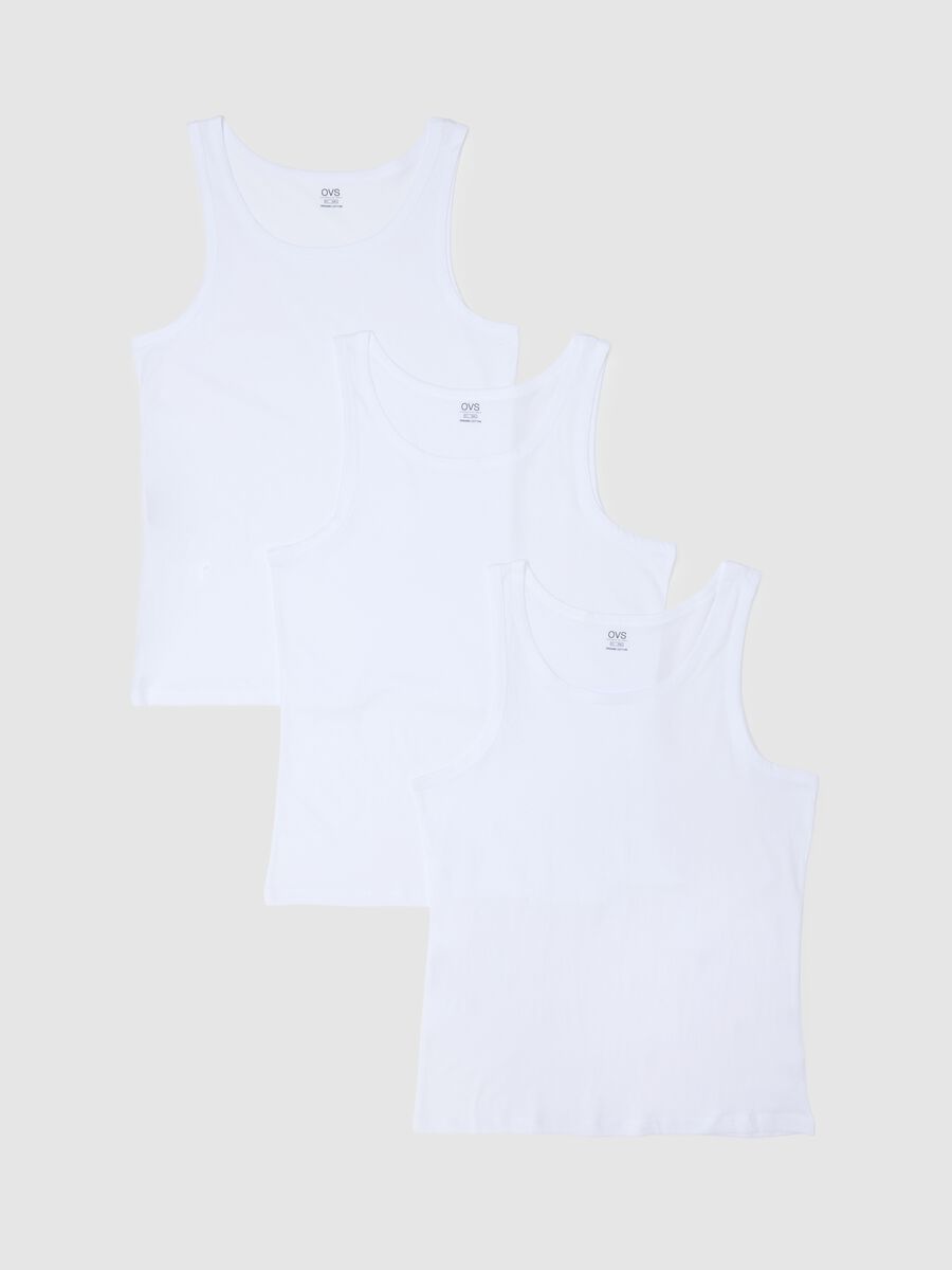 White Cotton Tank Top Tripack Regular Fit_4