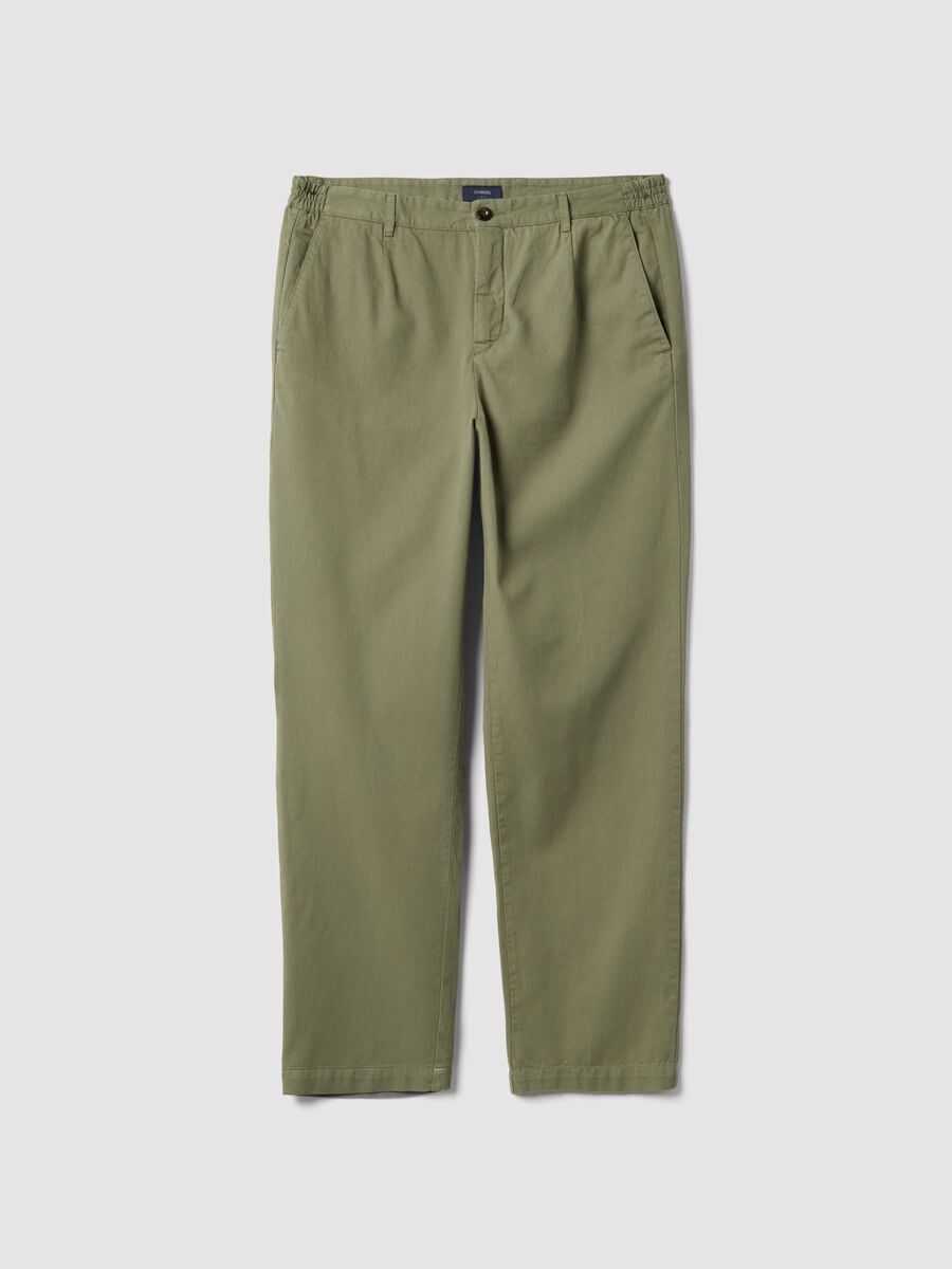 Green pure cotton carrot-fit chino trousers_4