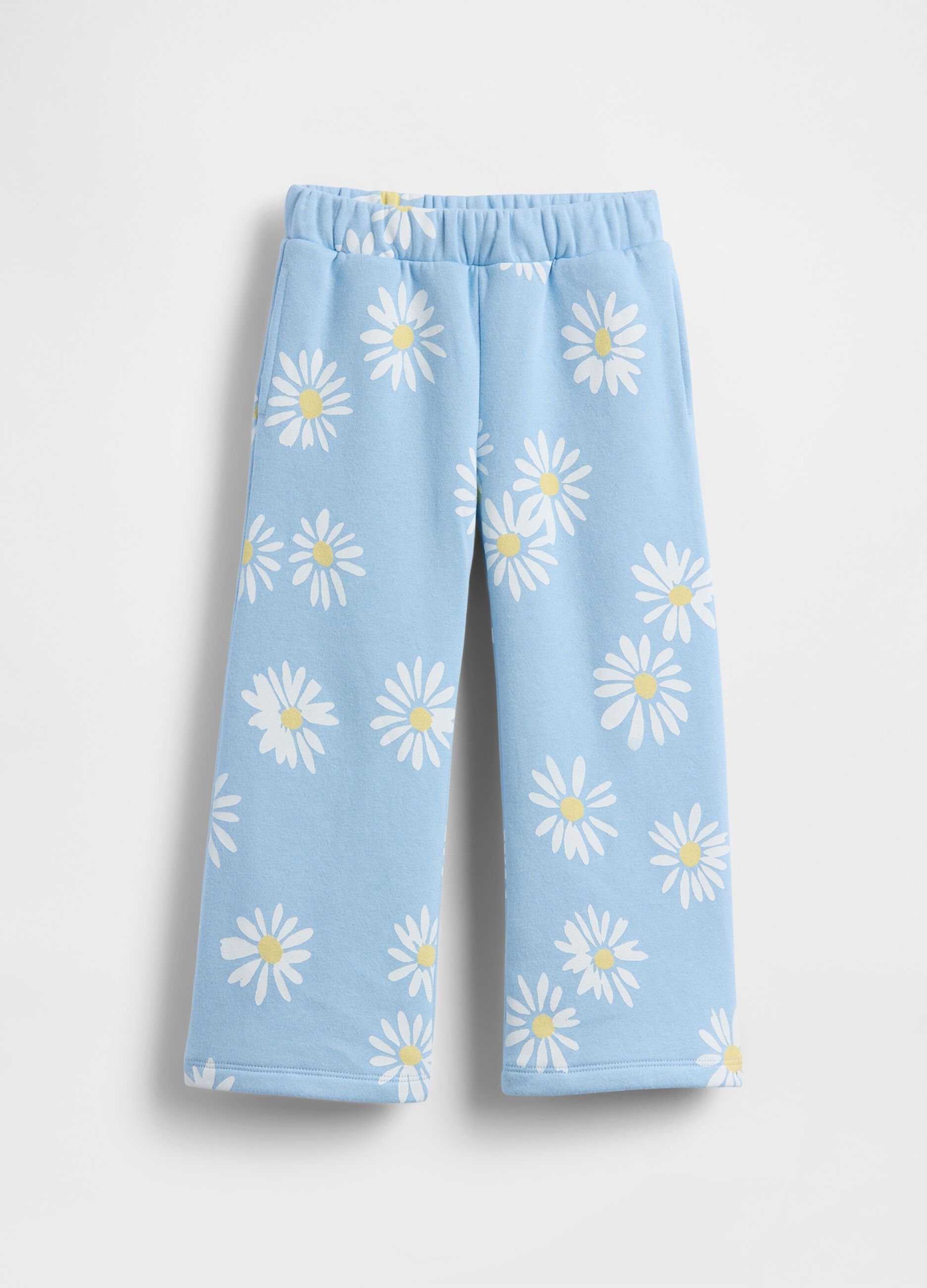 Multicolour cotton blend baby trousers with floral patterns