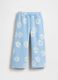 Multicolour cotton blend baby trousers with floral patterns_1