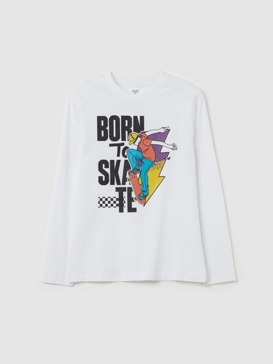 T-shirt with long sleeves and "Born to Skate” print_3