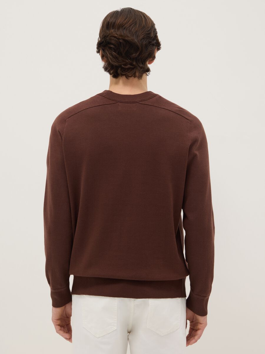 Brown pure cotton crew neck jumper regular fit_2