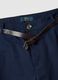 Regular fit blue pure cotton chino trousers with belt_5