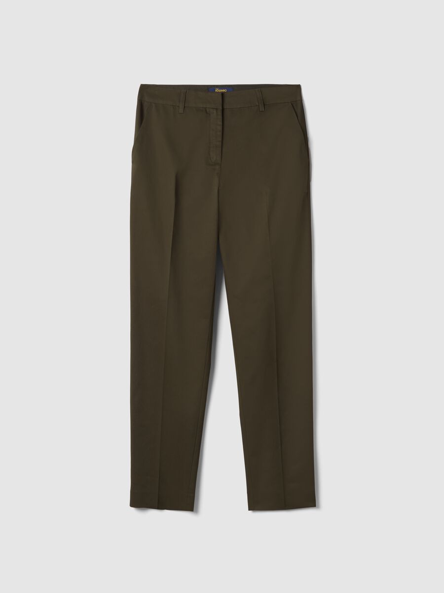 Brown stretch cotton satin trousers regular fit_4