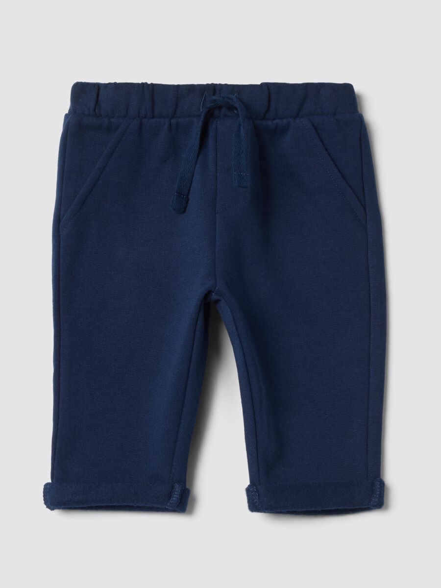 Pantaloni blu in puro cotone organico_0