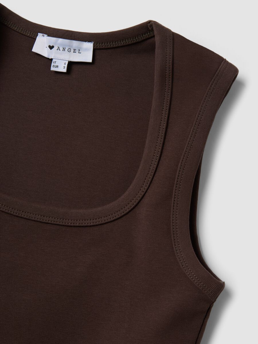 Brown cropped stretch-cotton tank top_5