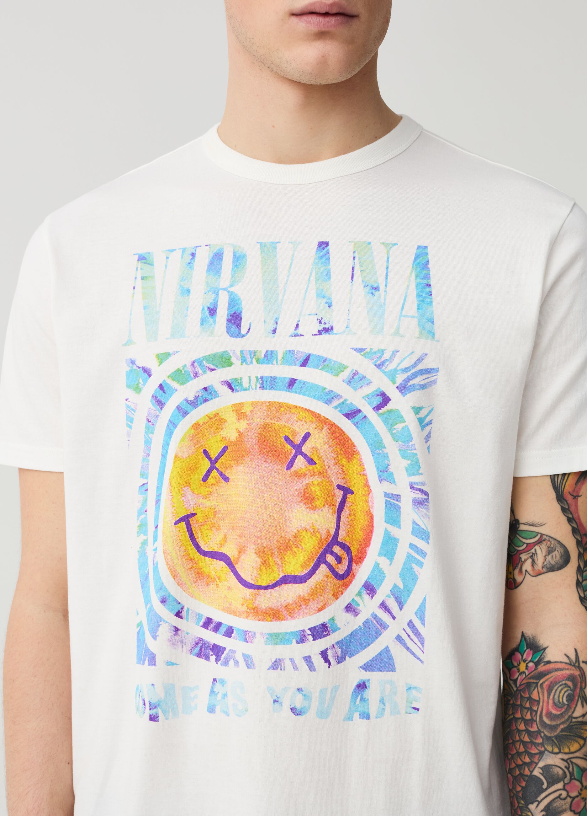 T-shirt in cotone con stampa Nirvana