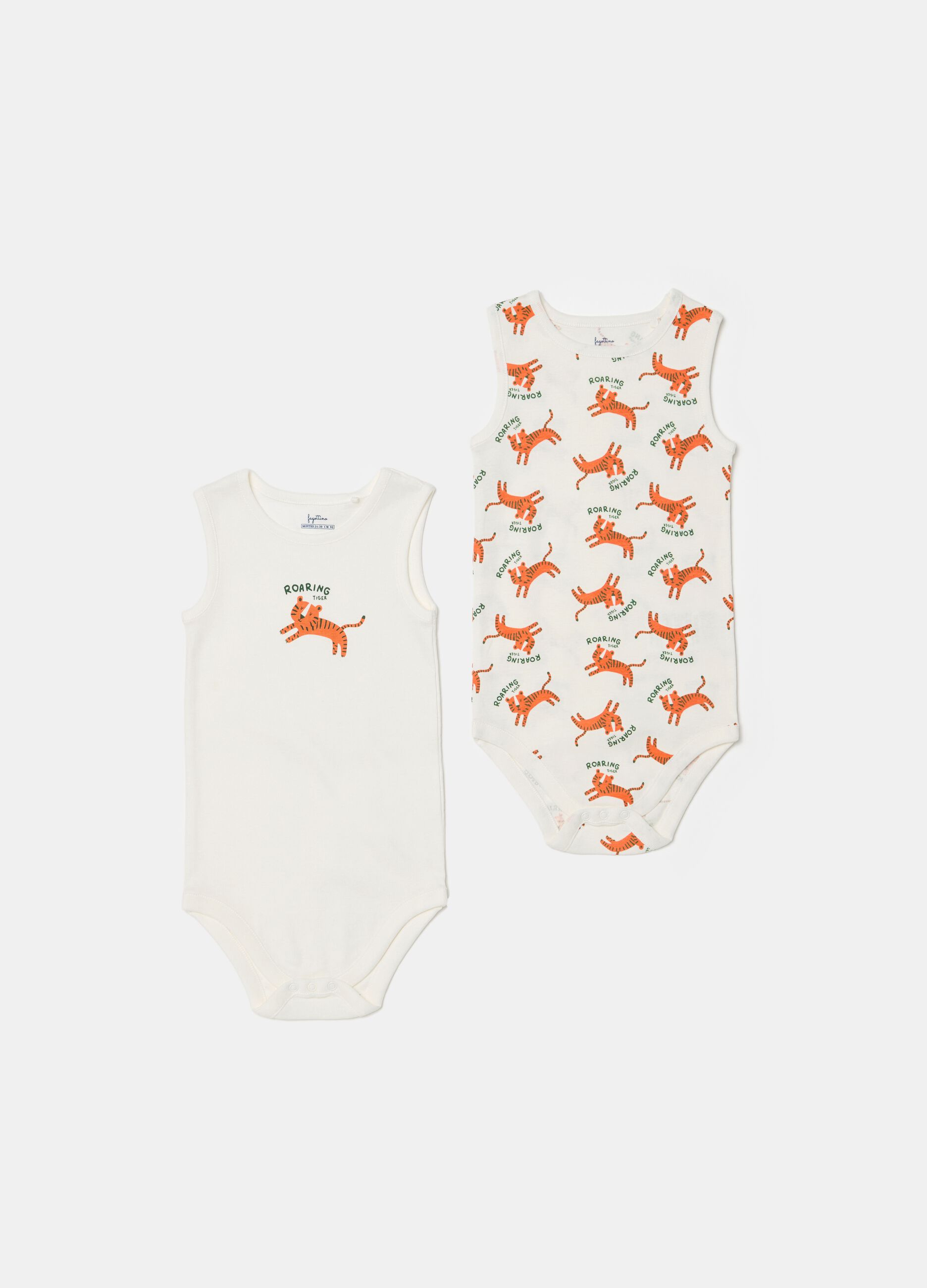 Two-pack organic cotton bodysuits with print