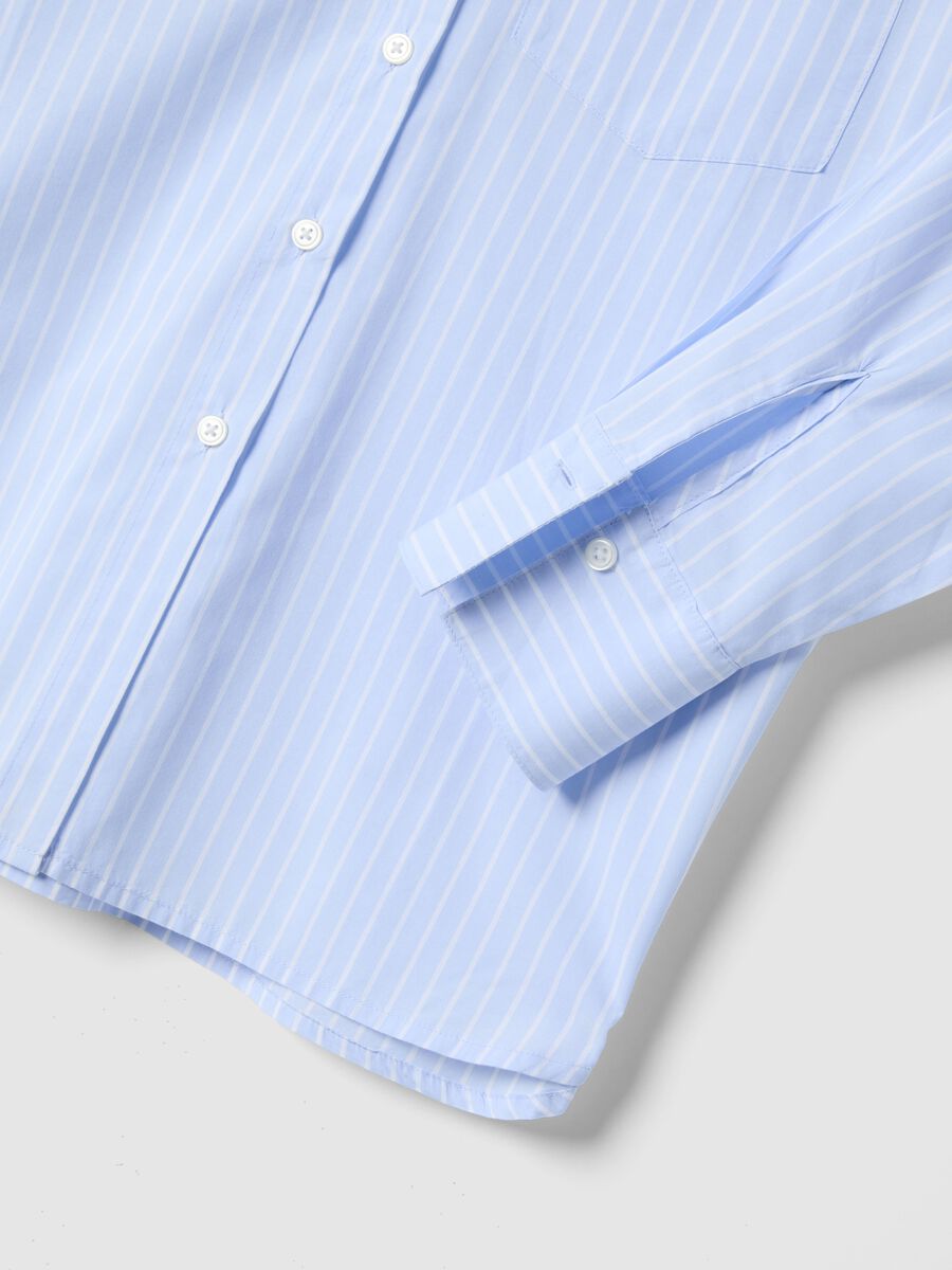 Blue striped pure cotton shirt regular fit_5