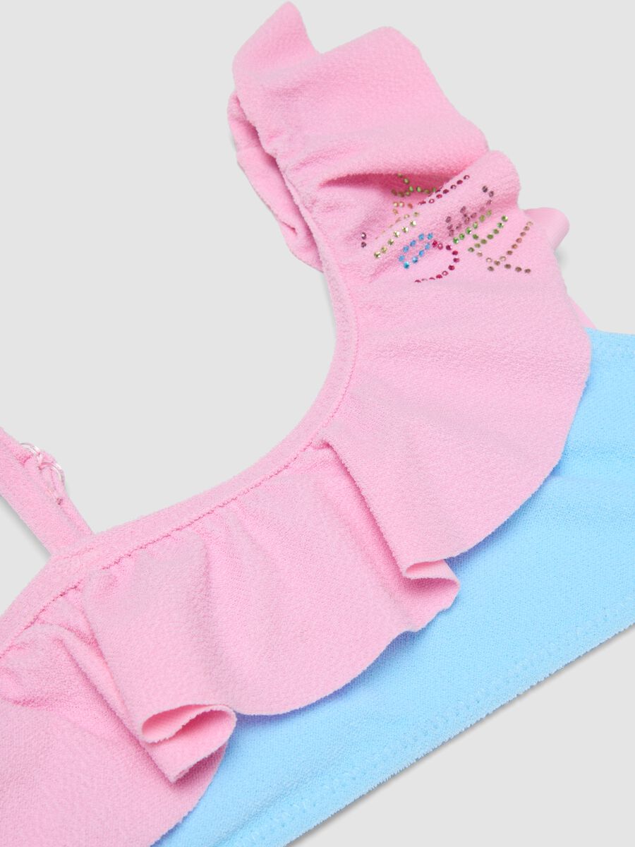 Pink stretch bikini with frill detailing_2