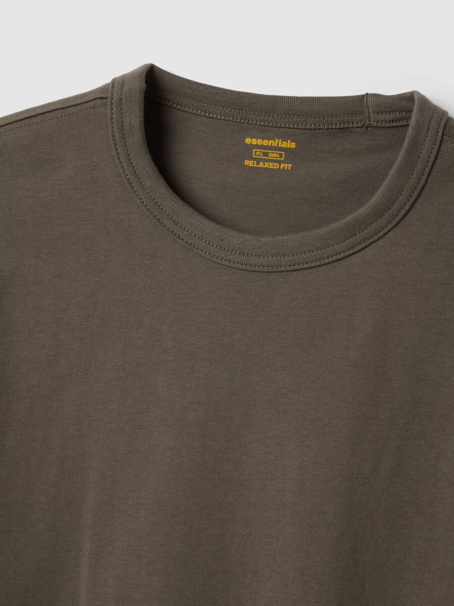 Green relaxed fit crew neck pure cotton t-shirt_5