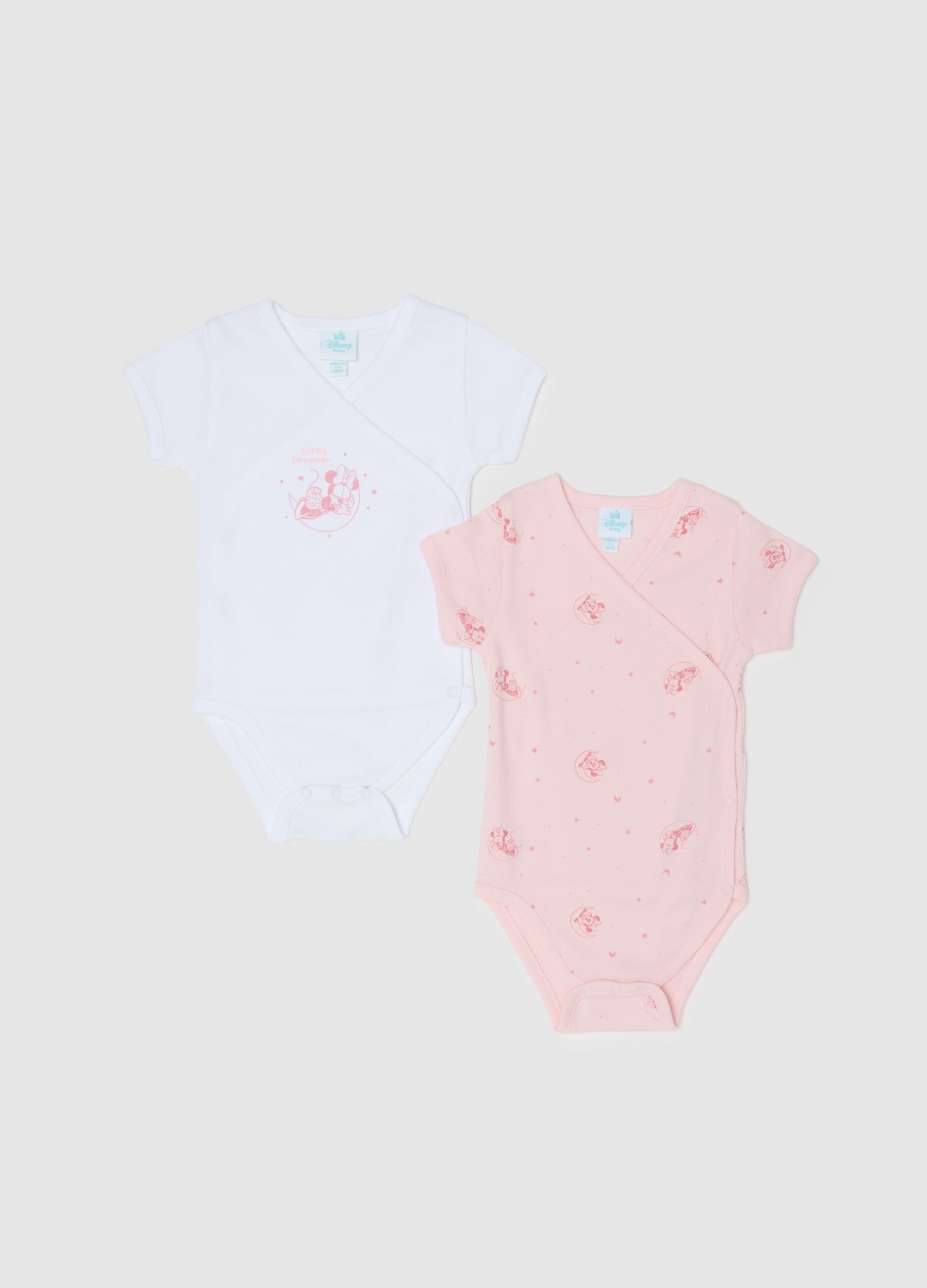 Pack duplo de bodies em puro algod&atilde;o multicolorido para beb&eacute; menina com estampas Disney