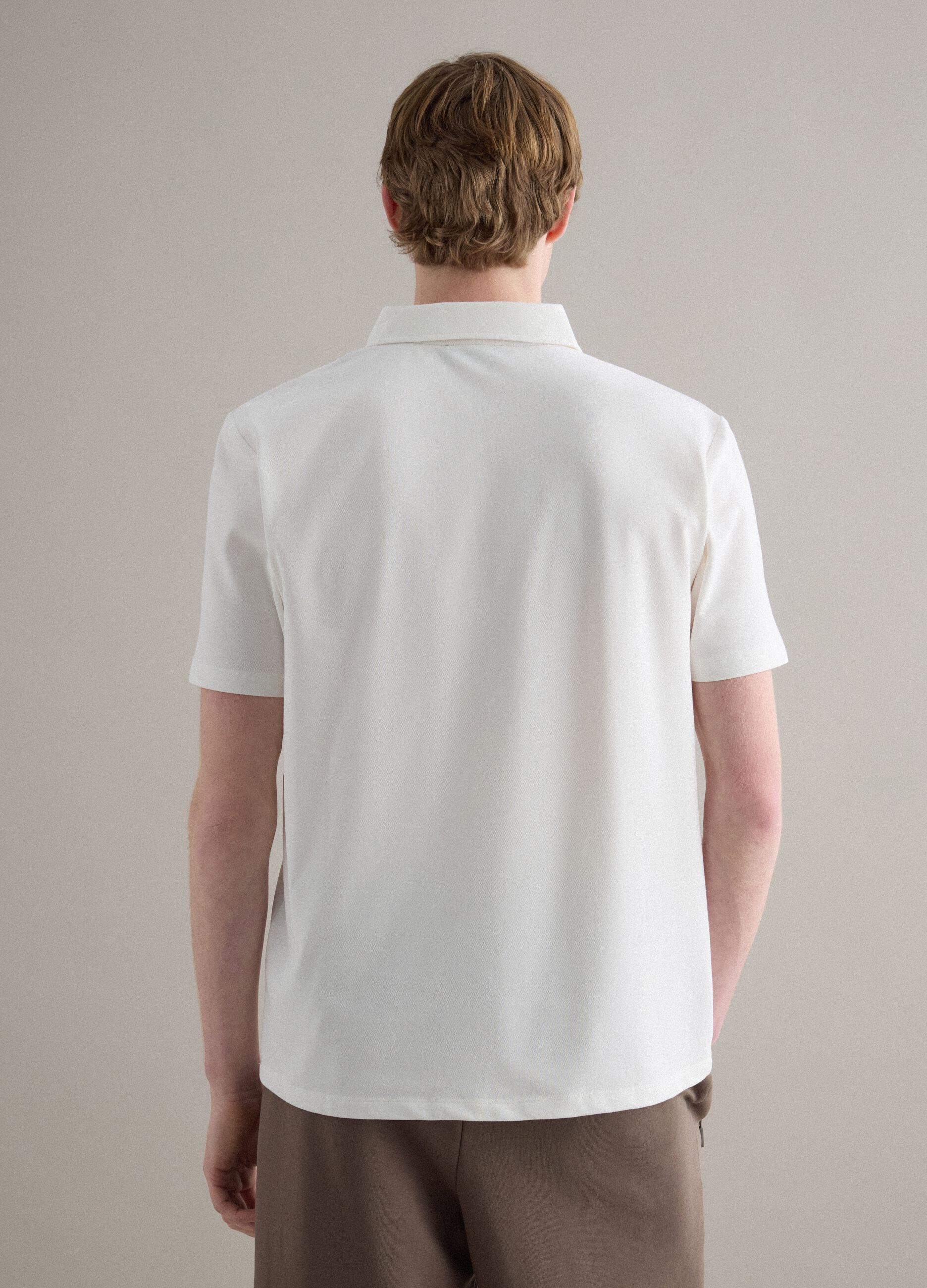 White Stretch Cotton Short Sleeve Polo Regular Fit