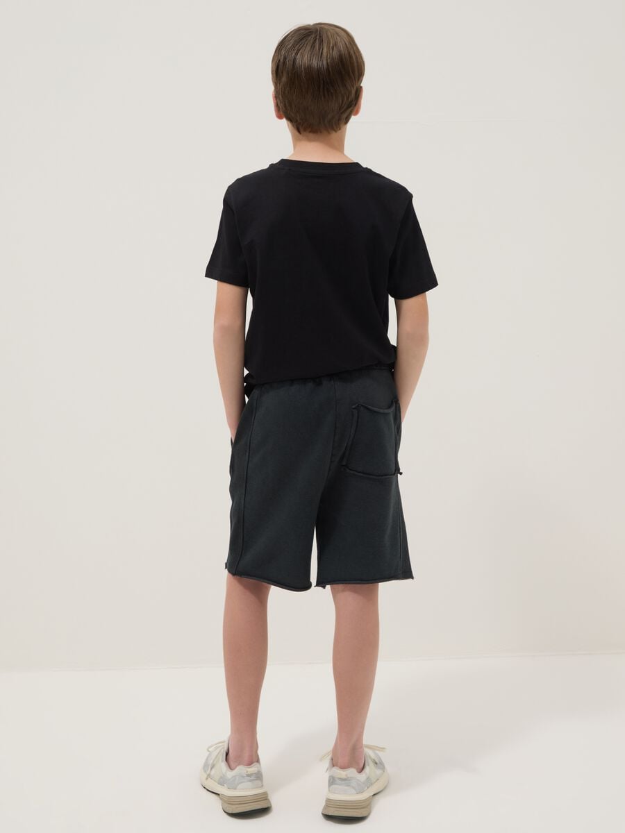 Black pure cotton shorts with elasticated waist_1
