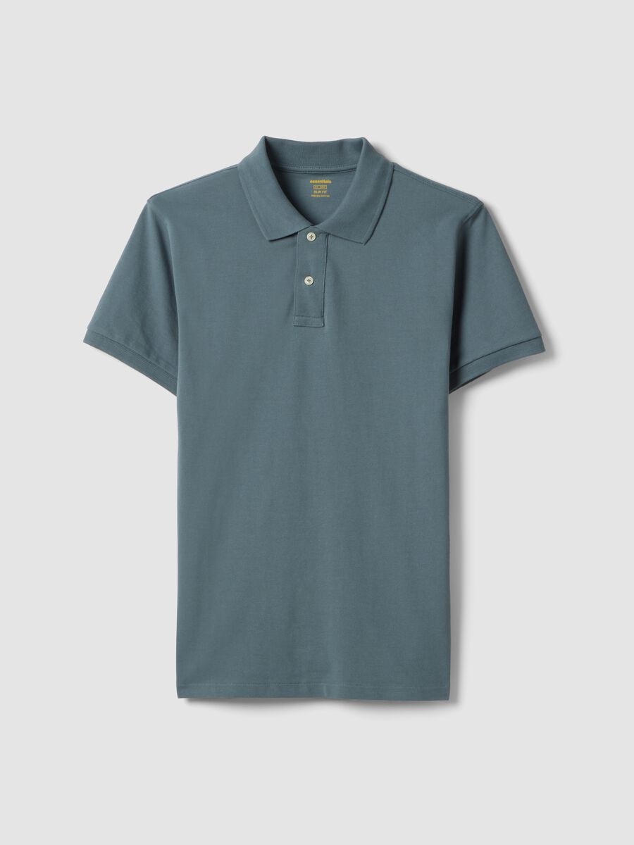Polo in puro cotone grigio slim fit_0