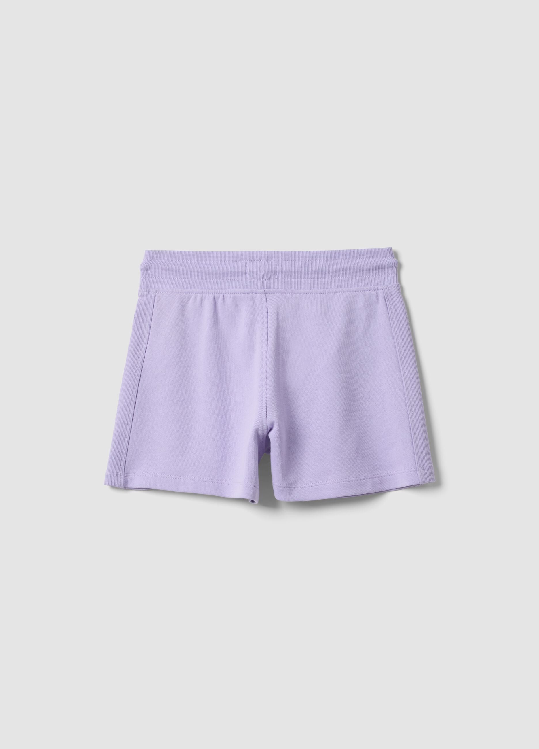 Short morado de algod&oacute;n org&aacute;nico para ni&ntilde;a con cintura el&aacute;stica
