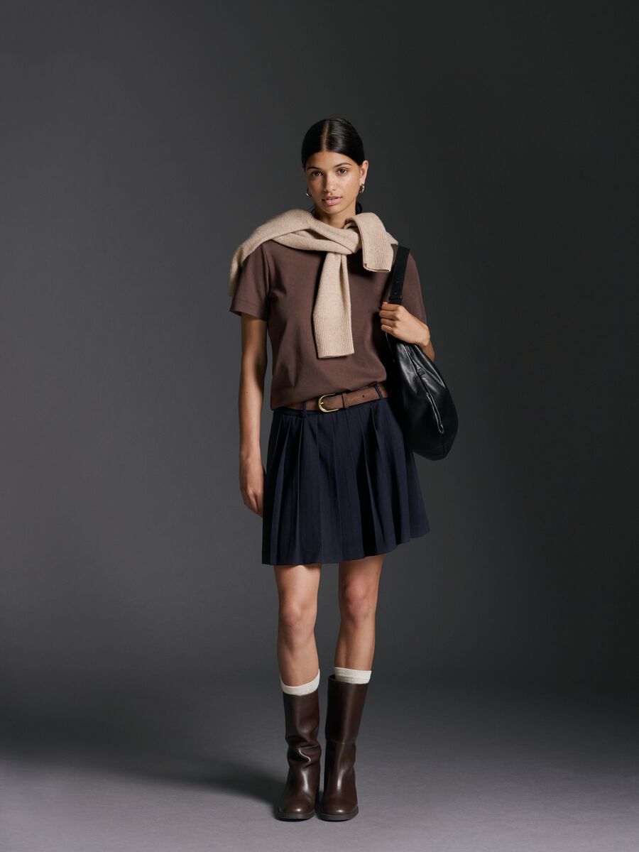 Brown pure cotton regular fit t-shirt_0