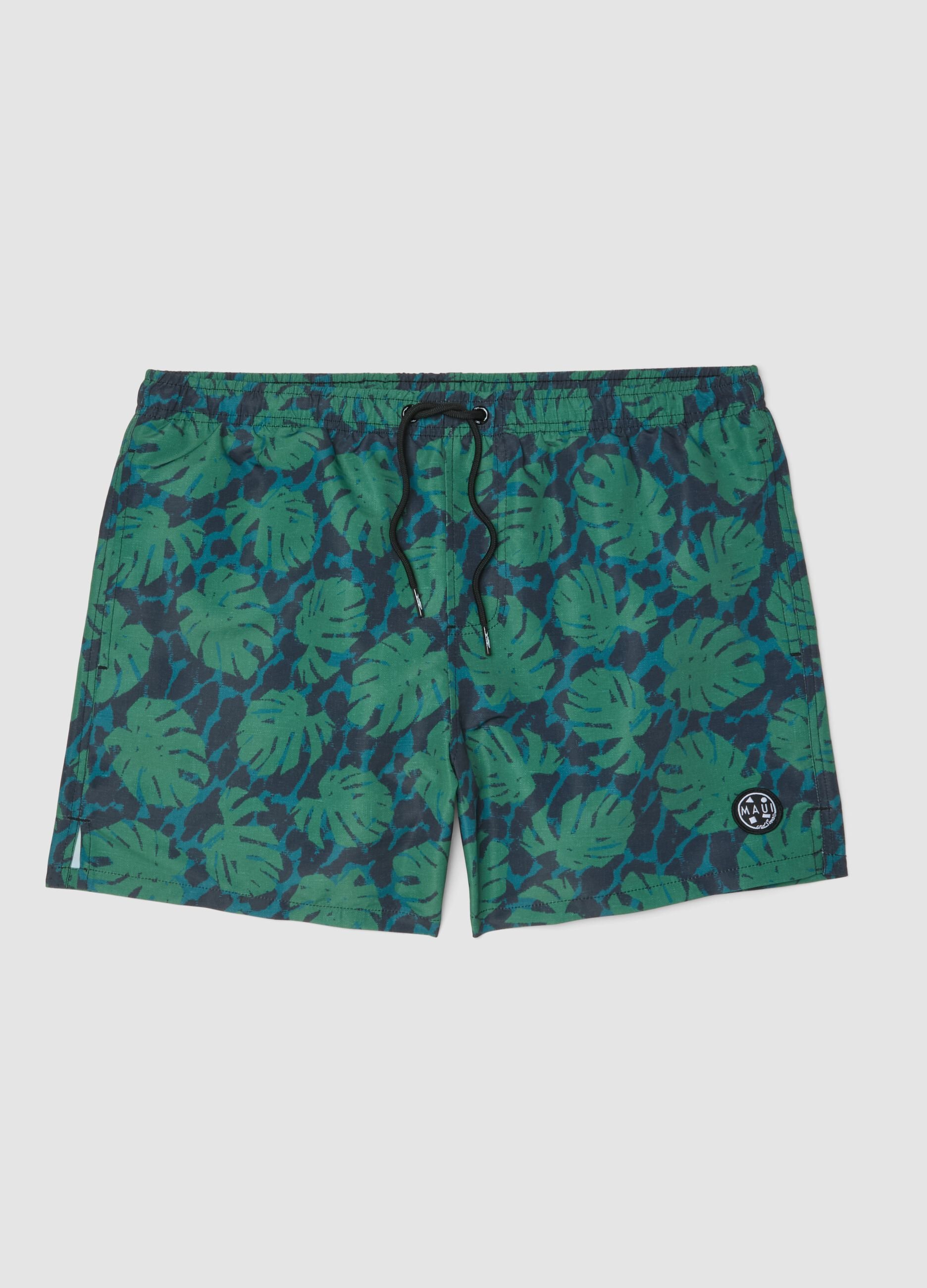 Multicolour tropical print swim shorts
