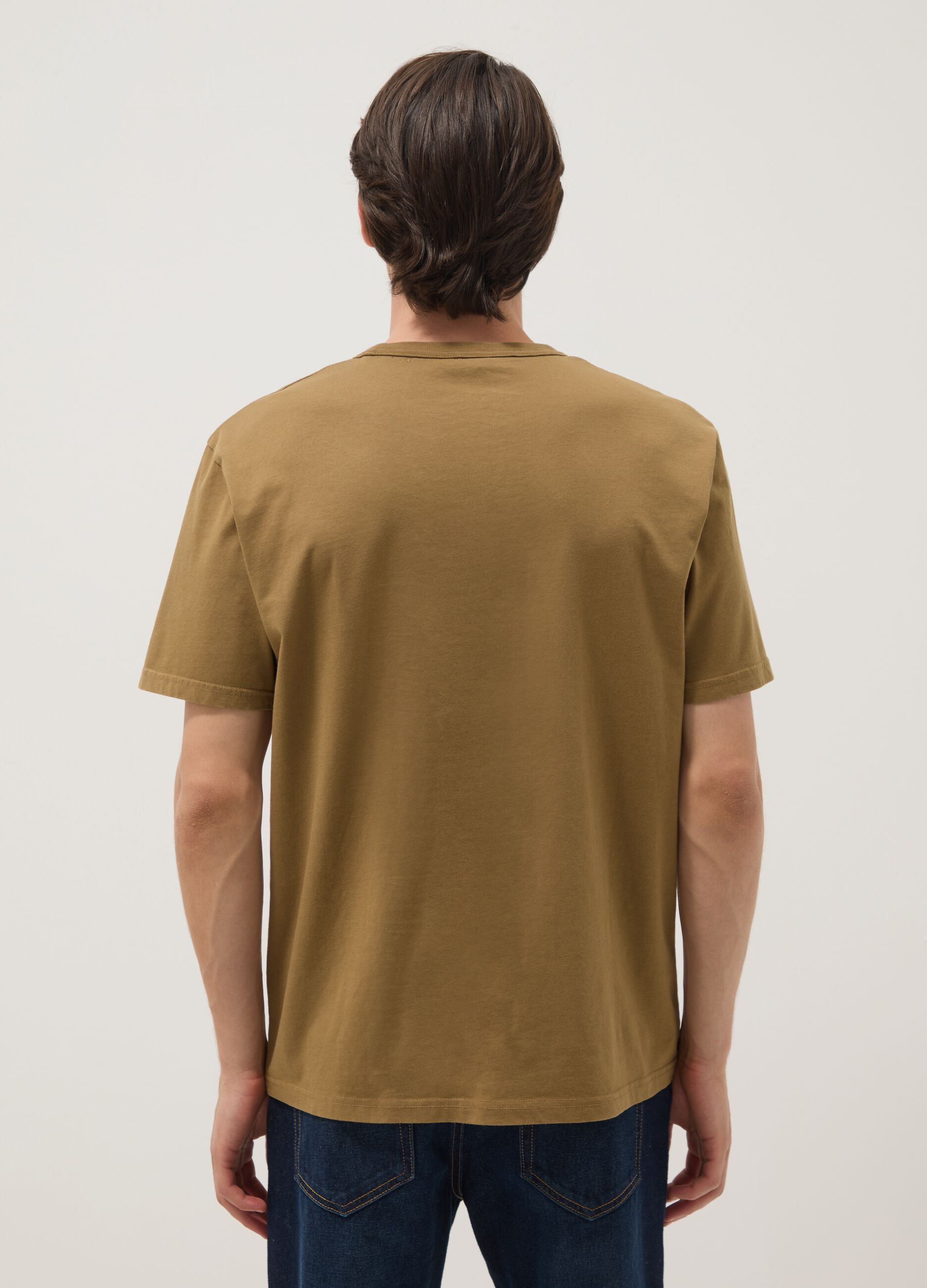 Brown pure cotton relaxed-fit T-shirt