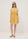 Yellow pure cotton regular-fit dress with V-neck and tie fastening_0