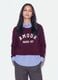Purple viscose and wool-blend jumper with V-neck and shirt insert_0