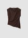Braunes T-Shirt aus elastischer Viskose mit drapiertem Ausschnitt_4